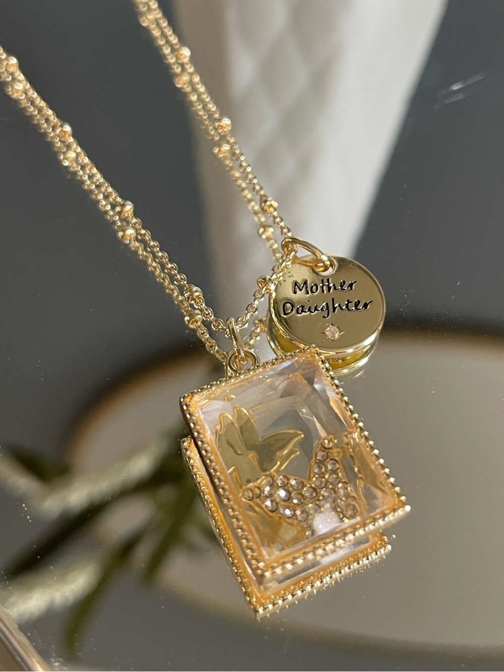 Mother/Daughter Necklace- 14k Flash Plated Gold